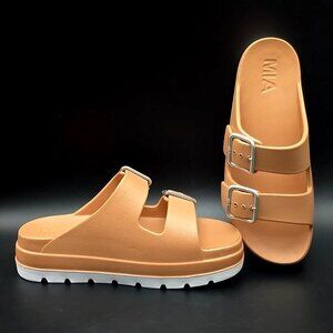 MIA Santi Tan Platform Slide Slip-on Sandals Women's Size 8M